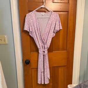 Nine West Light Purple Floral Wrap Dress